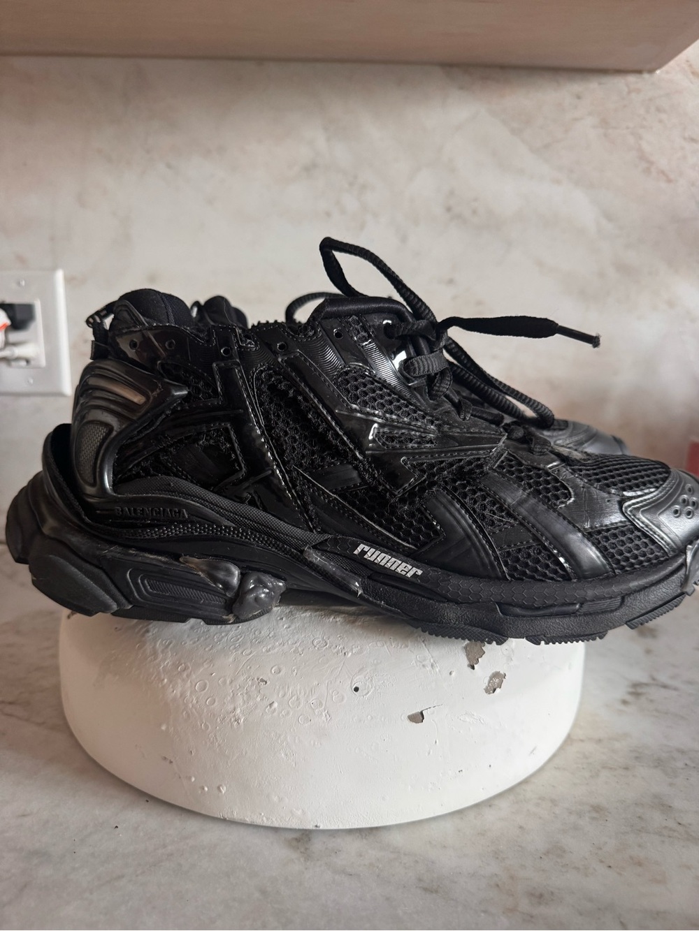 Balenciaga Black Runner Mesh & Leather Men’s Sneakers